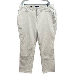 Talbots Womens Corduroy Pants  Simply Flattering Straight Stretch Cream Size 18W